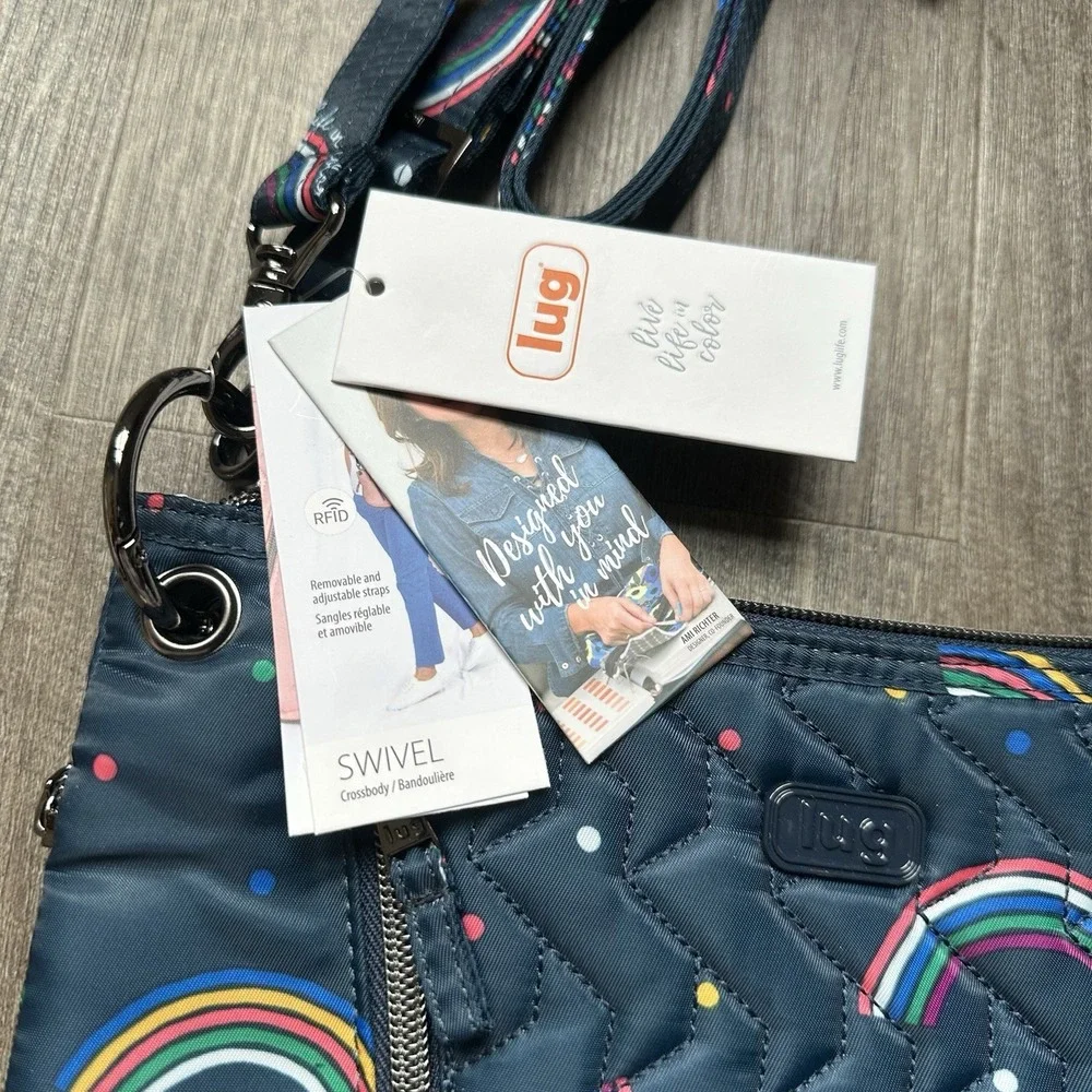 NEW Lug Swivel‎ Convertible Crossbody Bag Brushed Color: Rainbow Navy WITH TAGS